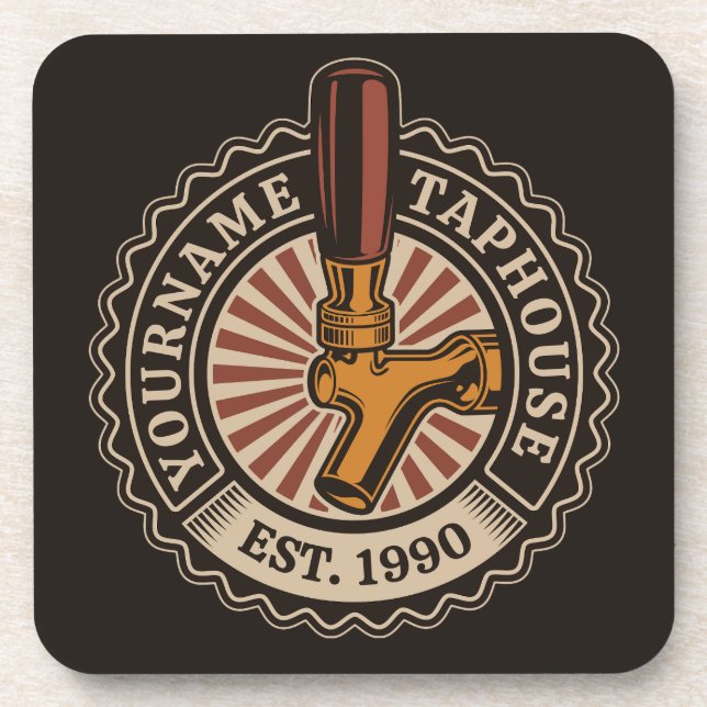 Personalized NAME Craft Beer Taphouse Brewery Bar  Beverage Coaster (Front)