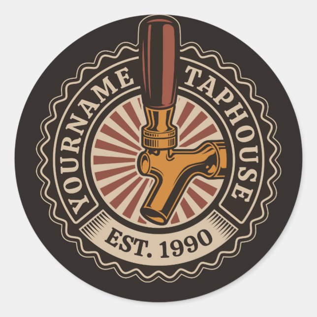 Personalized NAME Craft Beer Taphouse Brewery Bar  Classic Round Sticker (Front)