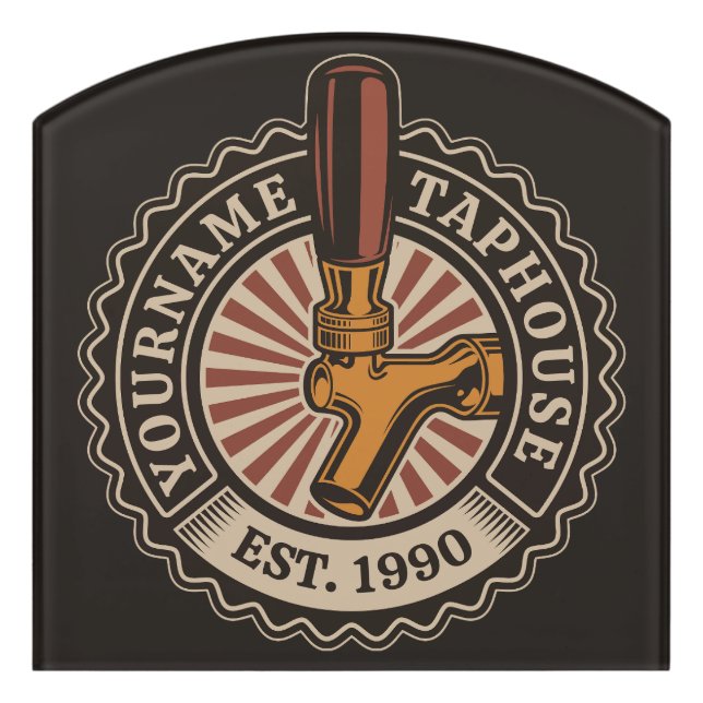 Personalized NAME Craft Beer Taphouse Brewery Bar  Door Sign (Contour Front)