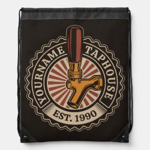 Personalized NAME Craft Beer Taphouse Brewery Bar Drawstring Bag