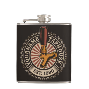 Personalized NAME Craft Beer Taphouse Brewery Bar Flask