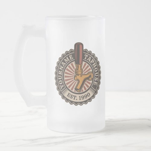 Personalized NAME Craft Beer Taphouse Brewery Bar  Frosted Glass Beer Mug