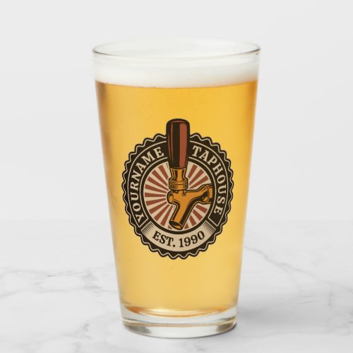 Personalized NAME Craft Beer Taphouse Brewery Bar Glass