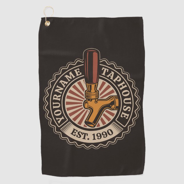 Personalized NAME Craft Beer Taphouse Brewery Bar  Golf Towel (Front)