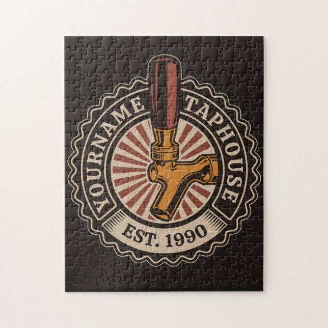 Personalized NAME Craft Beer Taphouse Brewery Bar Jigsaw Puzzle (Vertical)