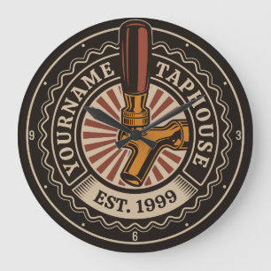 Personalized NAME Craft Beer Taphouse Brewery Bar  Large Clock