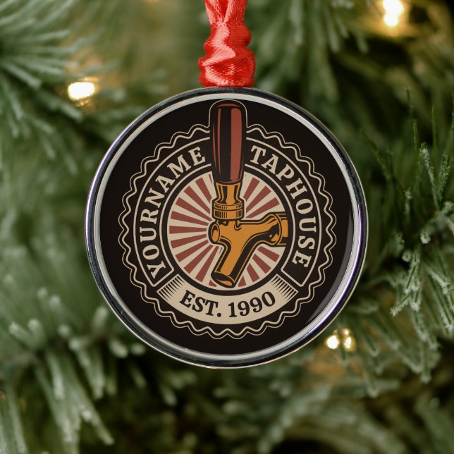 Personalized NAME Craft Beer Taphouse Brewery Bar  Metal Ornament (Tree)