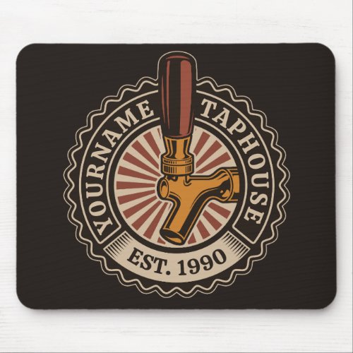 Personalized NAME Craft Beer Taphouse Brewery Bar  Mouse Pad