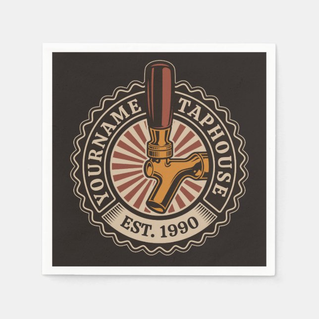 Personalized NAME Craft Beer Taphouse Brewery Bar  Napkins (Front)