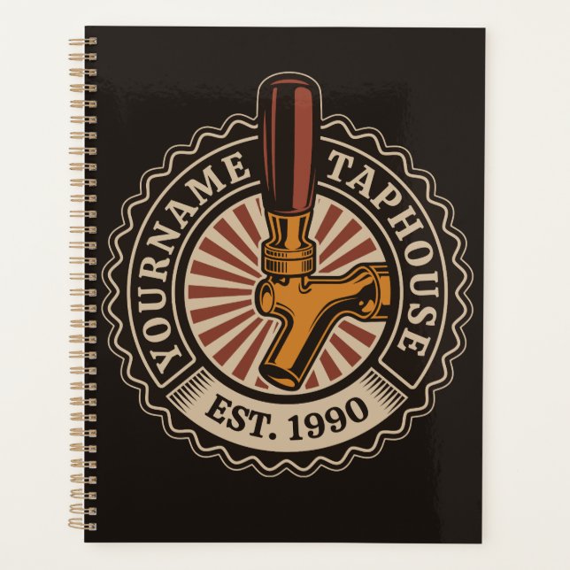 Personalized NAME Craft Beer Taphouse Brewery Bar  Planner (Front)