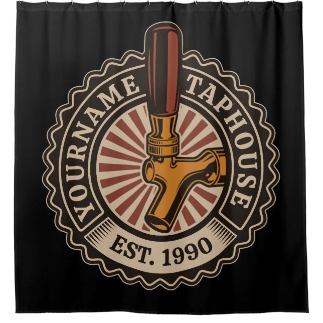 Personalized NAME Craft Beer Taphouse Brewery Bar Shower Curtain (Front)