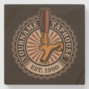 Personalized NAME Craft Beer Taphouse Brewery Bar Stone Coaster