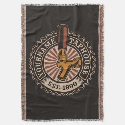 Personalized NAME Craft Beer Taphouse Brewery Bar  Throw Blanket