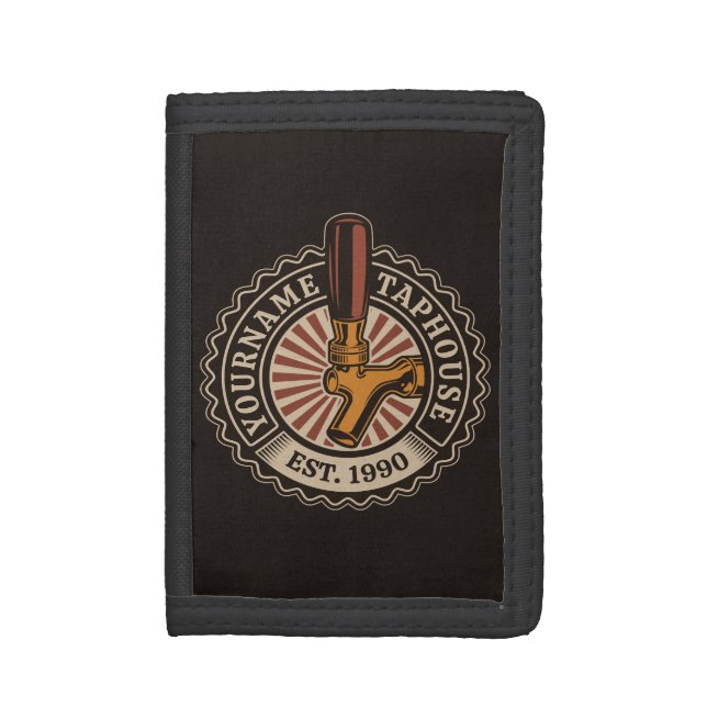 Personalized NAME Craft Beer Taphouse Brewery Bar Trifold Wallet (Front Vertical)