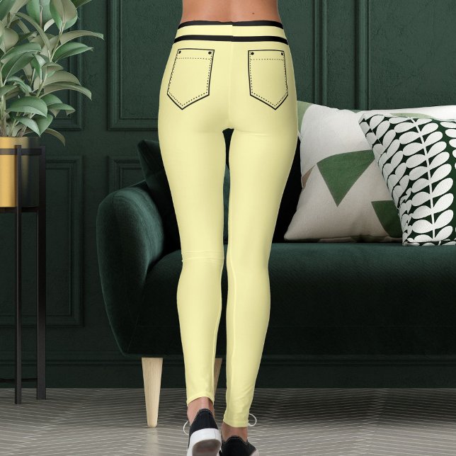 Personalized Name Cream And Black Stripes Fun Gift Leggings (Creator Uploaded)