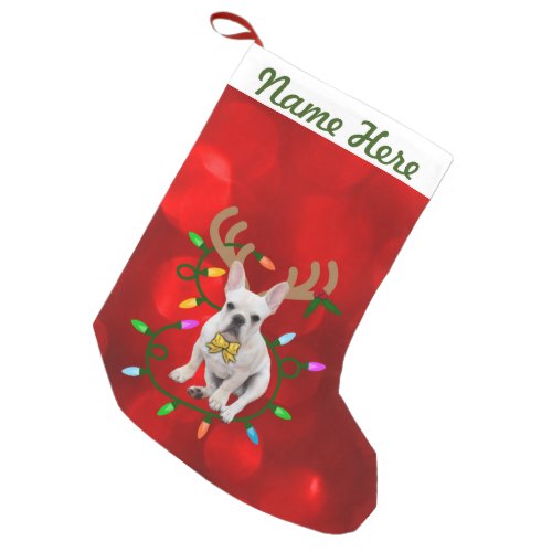 Personalized Name Creamie Frenchie Christmas Small Christmas Stocking