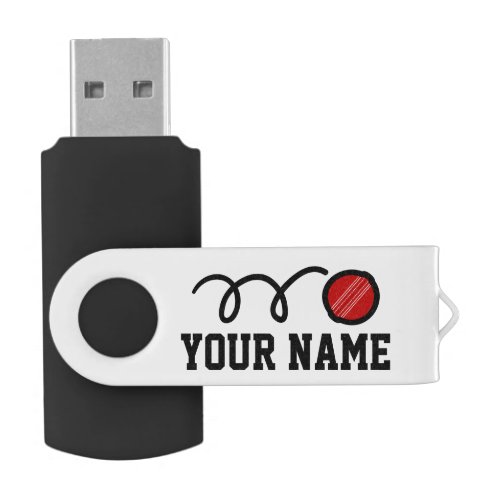 Personalized name cricket ball USB pen flash drive