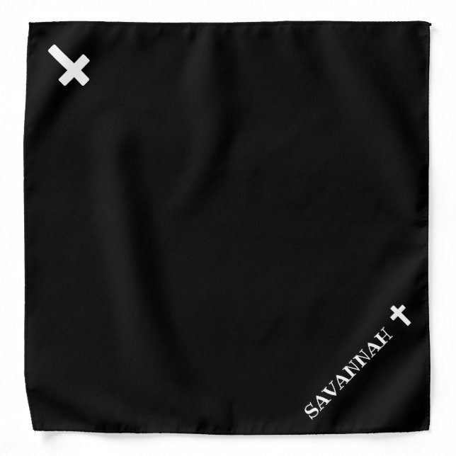 Personalized Name Cross Faith Minimalist Black Bandana (Front)
