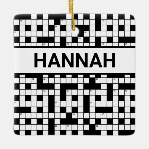 Personalized Name Crossword Puzzle Pattern Ceramic Ornament