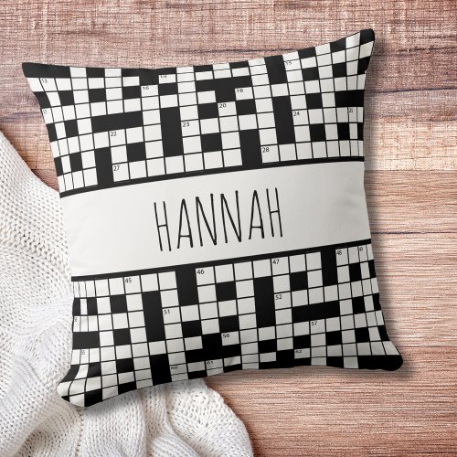 Personalized Name Crossword Puzzle Pattern Throw Pillow