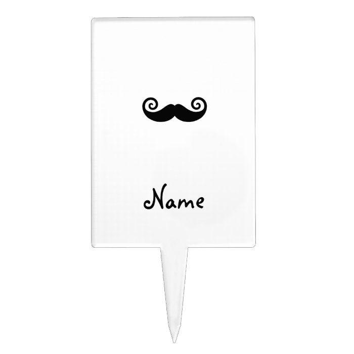 Personalized name Curly mustache Cake Picks