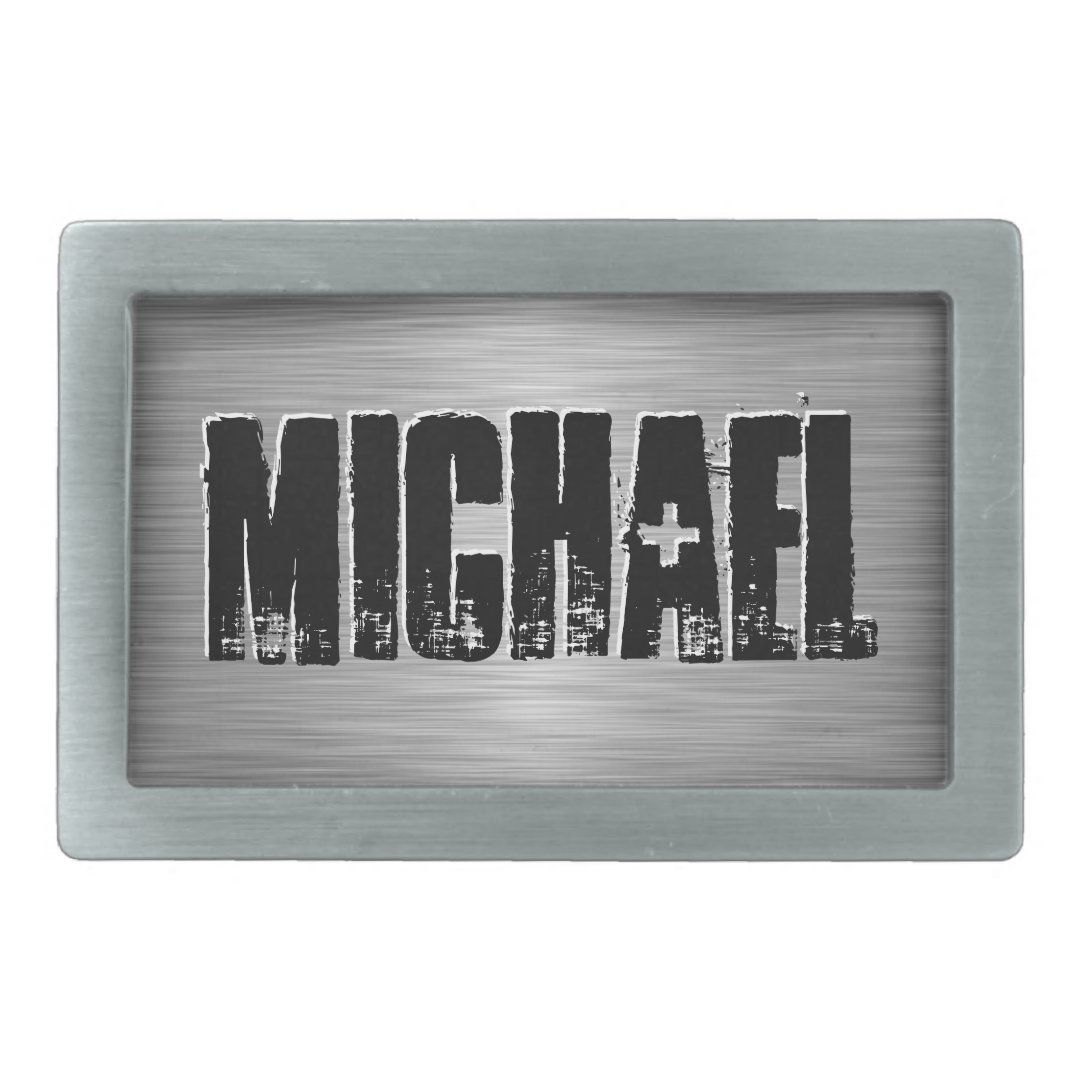 Personalized Name Custom Belt Buckle Black/Gray Zazzle