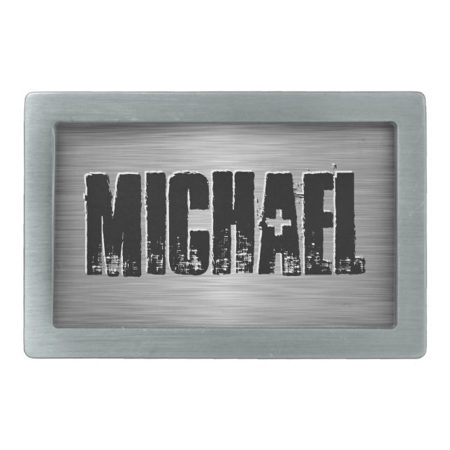 Personalized Name Custom Belt Buckle Black/Gray (Front)