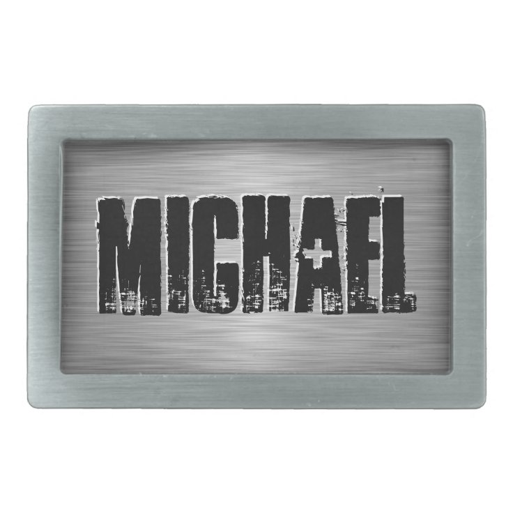 Personalized Name Custom Belt Buckle Black/Gray Zazzle