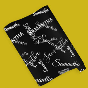 Personalized Name Custom Black White Wrapping Paper