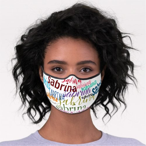 Personalized name custom calligraphy colorful premium face mask