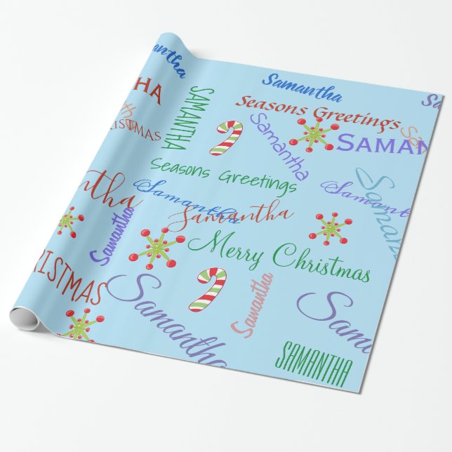 Personalized Name Custom Christmas Wrapping Paper (Unrolled)