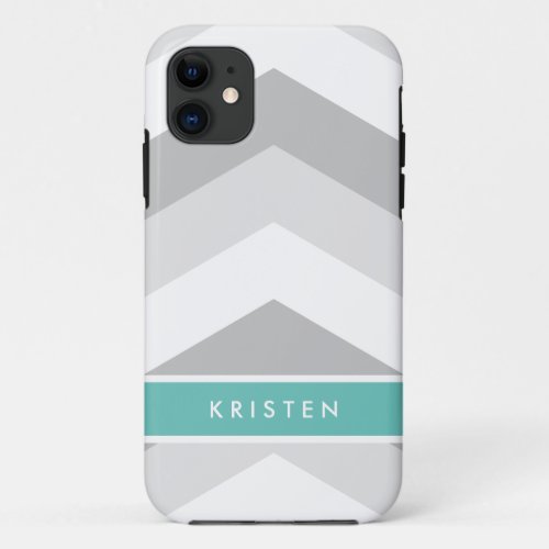 Personalized Name Custom Colors Chevron Pattern iPhone 11 Case