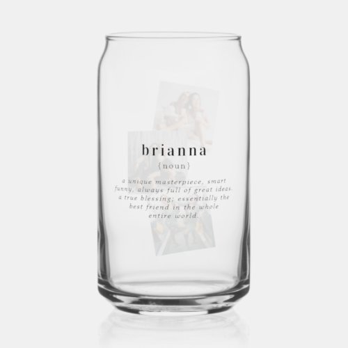 Personalized Name Custom Definition  3 Photo Can Glass