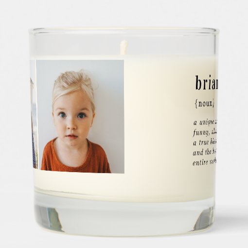 Personalized Name Custom Definition 3 Photo Scented Candle Zazzle