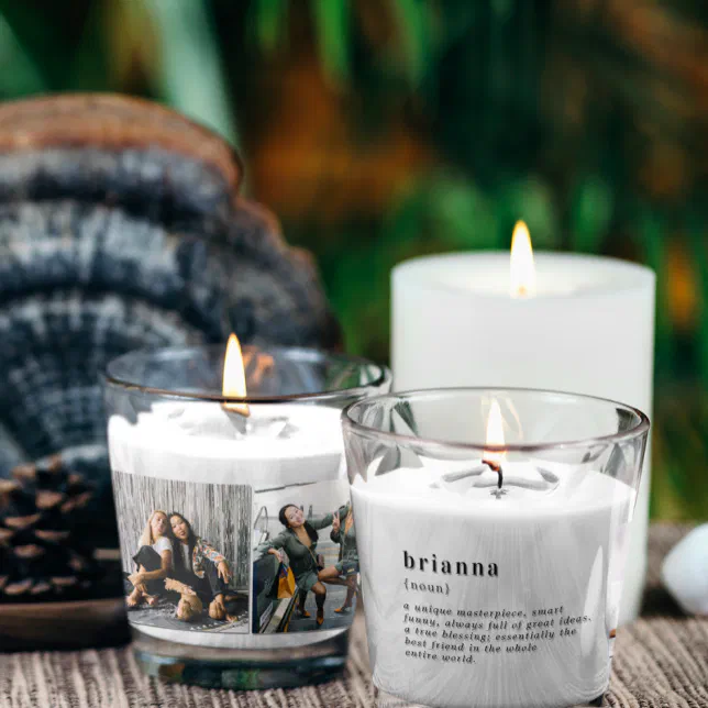 Personalized Name Custom Definition | 3 Photo Scented Candle
