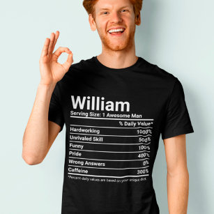 Personalized Name Custom Funny Nutrition Facts T-Shirt
