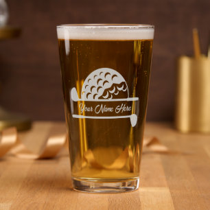 Personalized Name Custom Golf Ball Clubs Etched Pint Glass