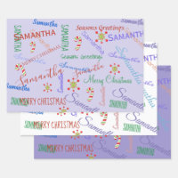 Personalized Name Custom Holiday Christmas Wrapping Paper Sheets