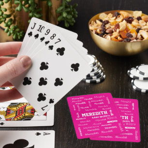 Personalized Name Custom Hot Pink Poker Cards