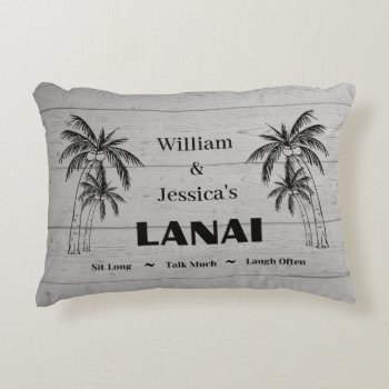Personalized Name Custom Lanai Tropical Palm Trees Accent Pillow by Sozo4all at Zazzle