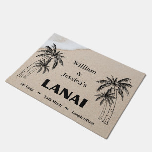 Personalized Name Custom Lanai Tropical Palm Trees Doormat