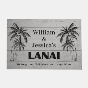 Personalized Name Custom Lanai Tropical Palm Trees Doormat