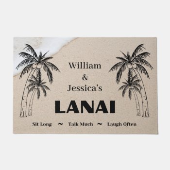 Personalized Name Custom Lanai Tropical Palm Trees Doormat by Sozo4all at Zazzle