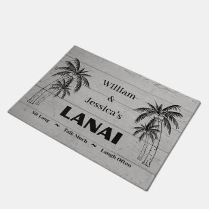 Personalized Name Custom Lanai Tropical Palm Trees Doormat