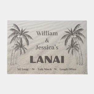 Personalized Name Custom Lanai Tropical Palm Trees Doormat