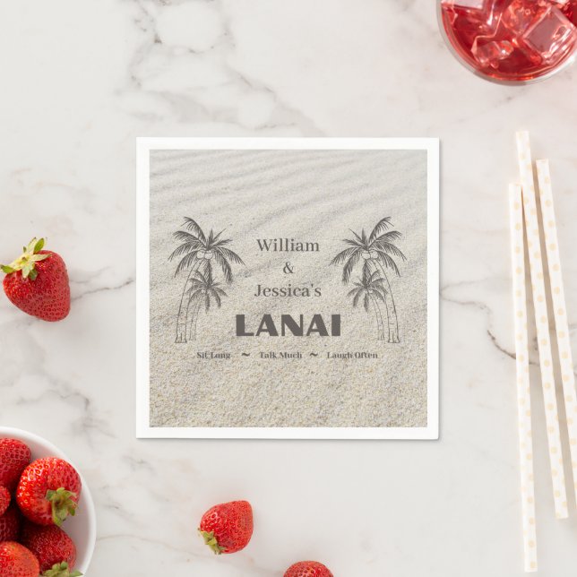 Personalized Name Custom Lanai Tropical Palm Trees Napkins (Insitu)