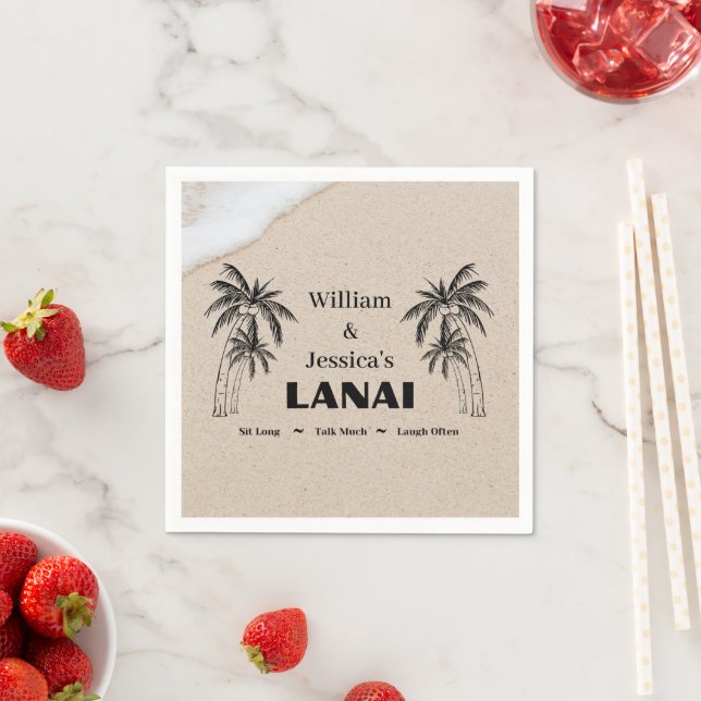 Personalized Name Custom Lanai Tropical Palm Trees Napkins (Insitu)
