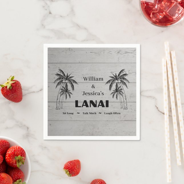Personalized Name Custom Lanai Tropical Palm Trees Napkins (Insitu)