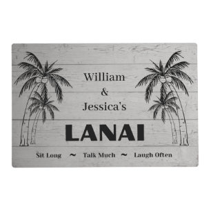 Personalized Name Custom Lanai Tropical Palm Trees Placemat