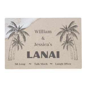 Personalized Name Custom Lanai Tropical Palm Trees Placemat